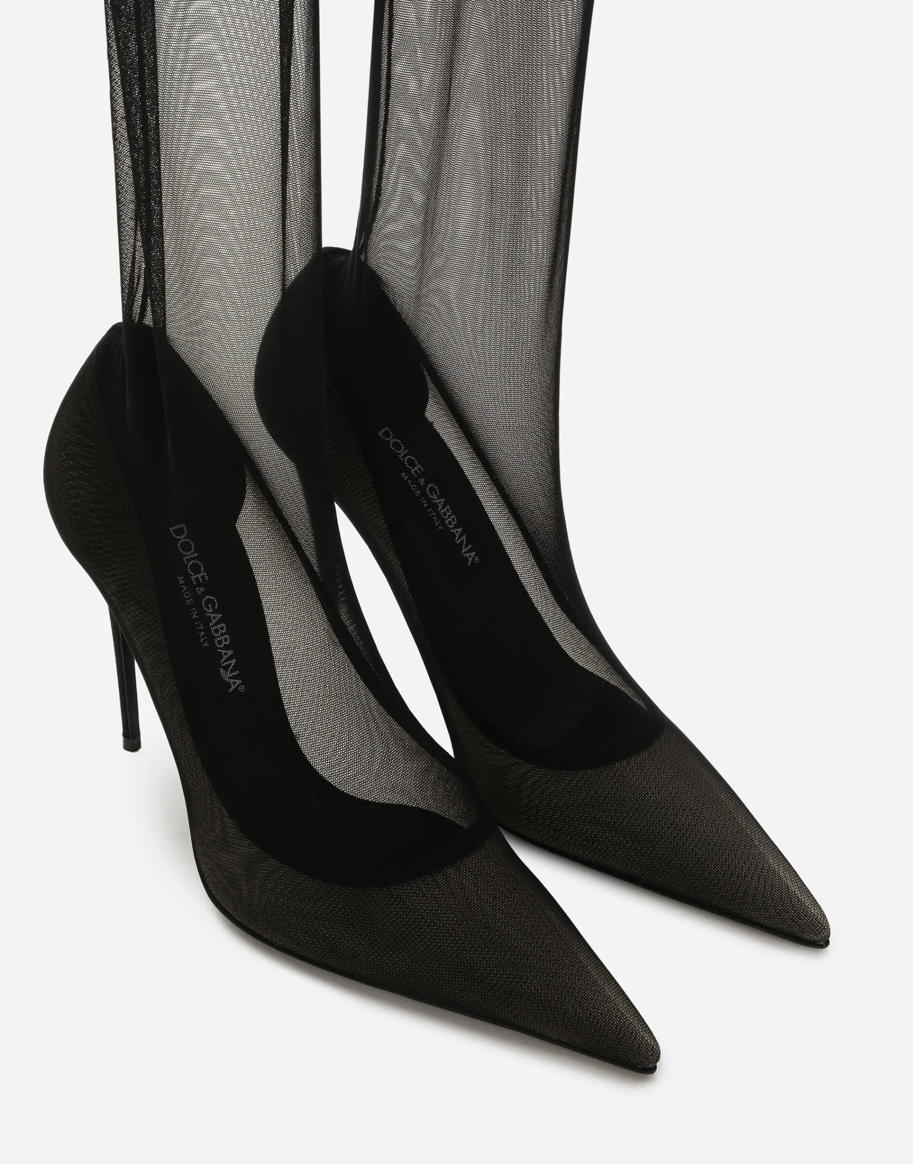 KIM DOLCE&GABBANA Stretch tulle thigh-high boots