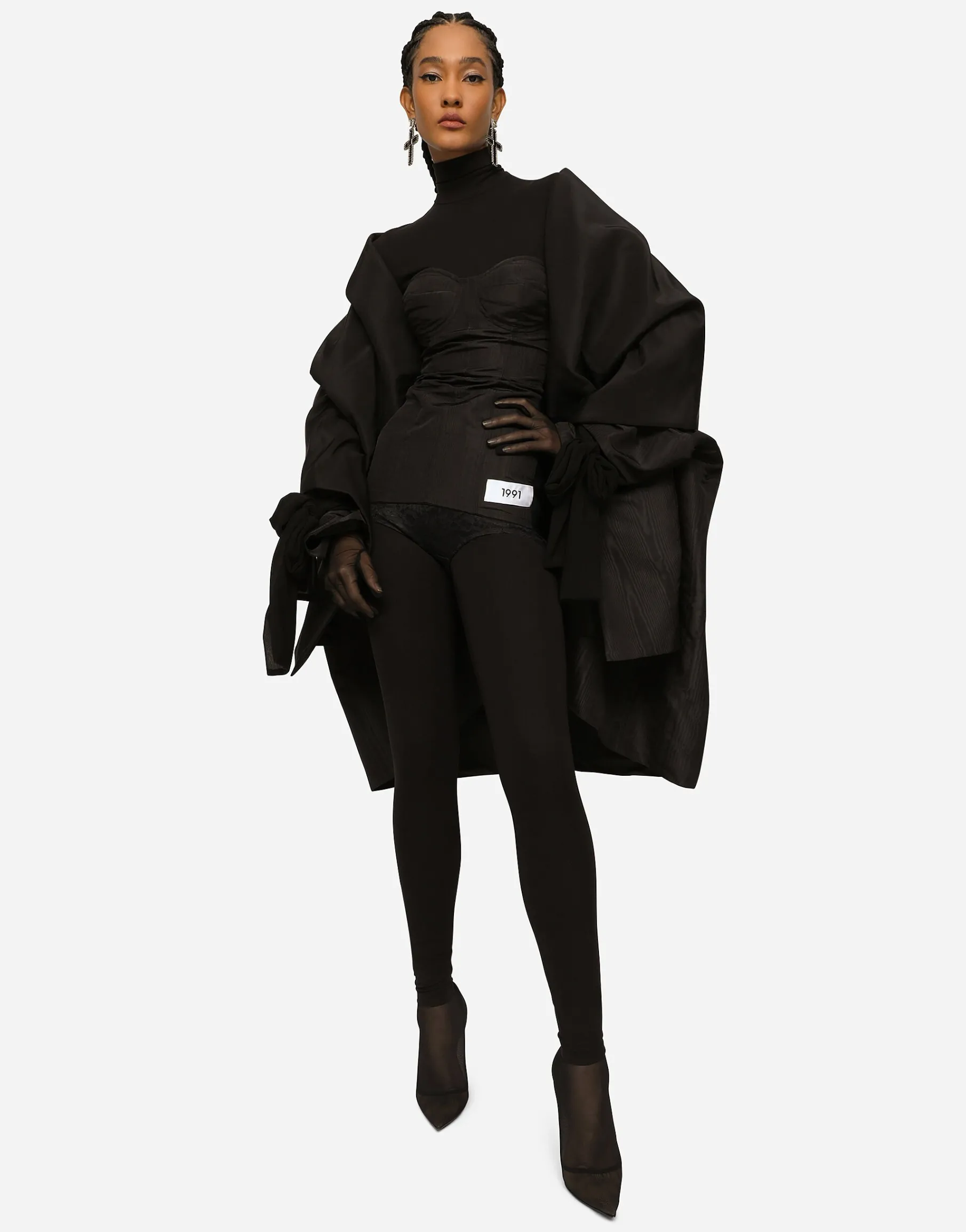 KIM DOLCE&GABBANA Taffeta and moiré cape with the Re-Edition label