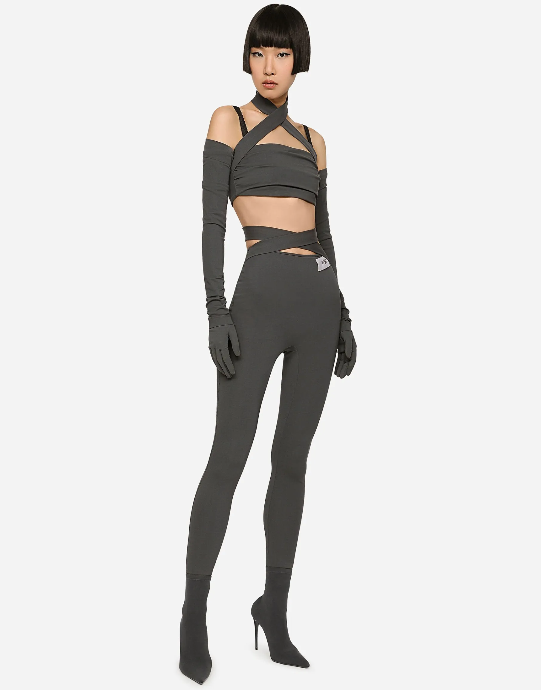 KIM DOLCE&GABBANA Viscose pants with crossover strap on the waist