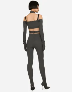 KIM DOLCE&GABBANA Viscose pants with crossover strap on the waist