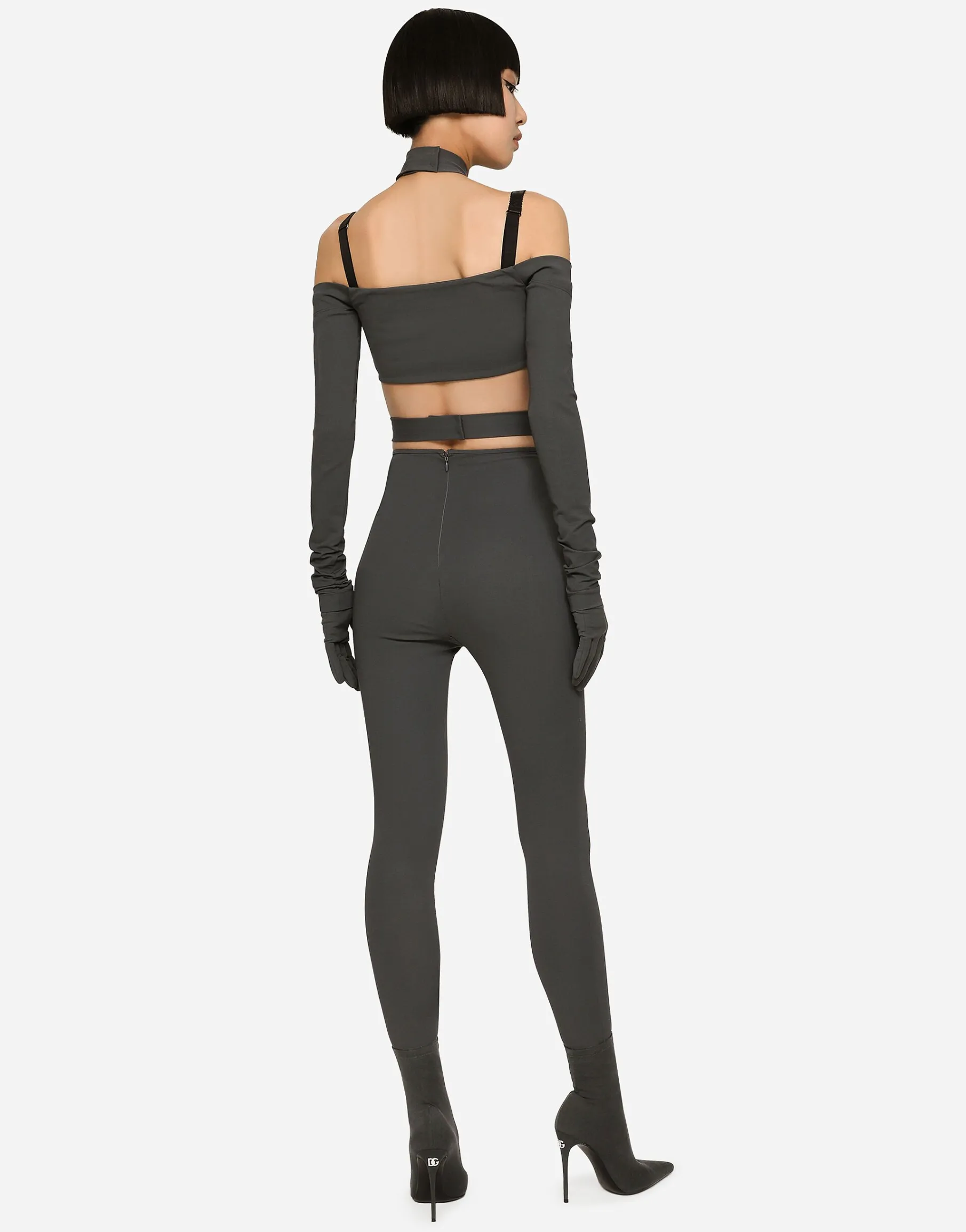 KIM DOLCE&GABBANA Viscose pants with crossover strap on the waist