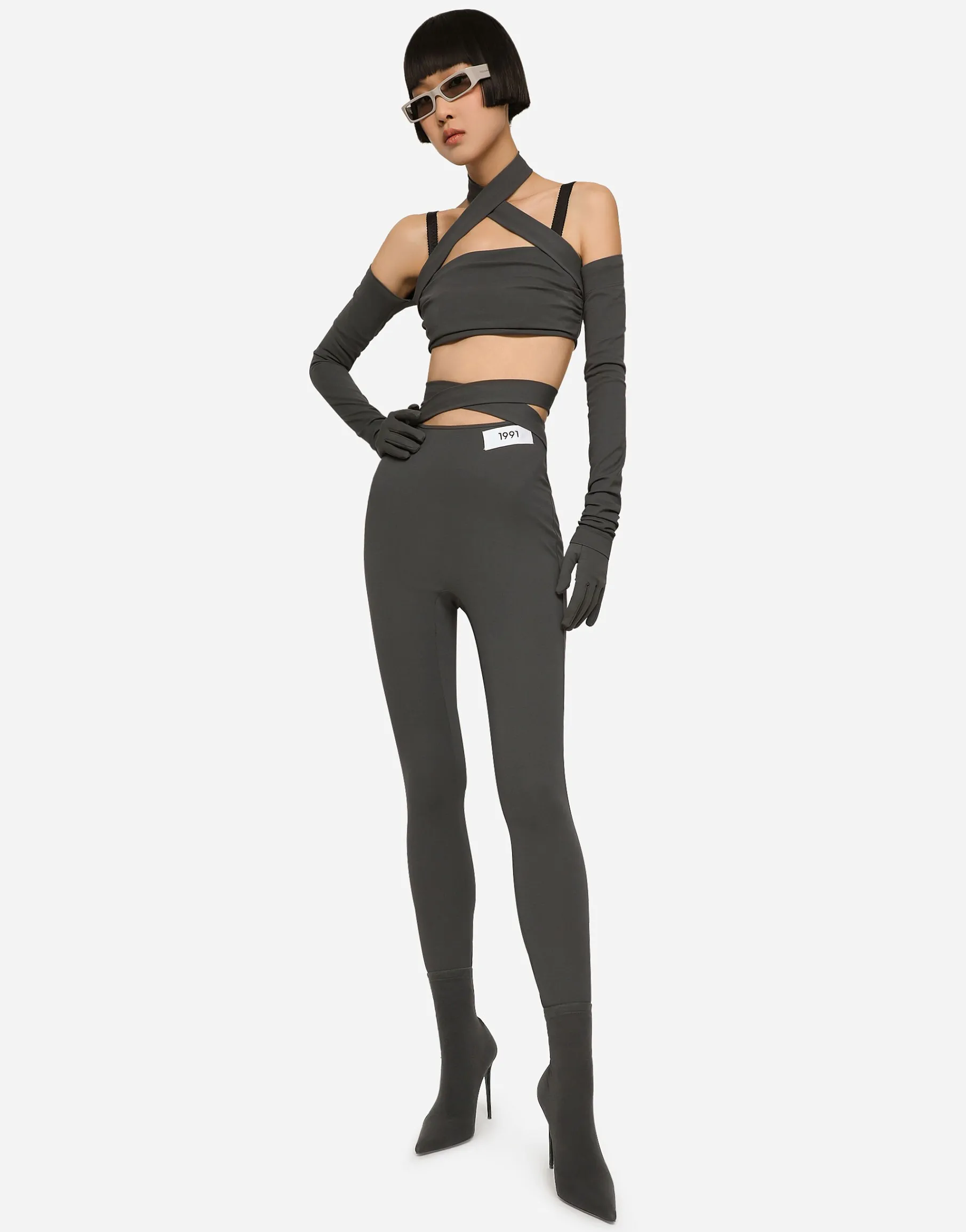 KIM DOLCE&GABBANA Viscose pants with crossover strap on the waist