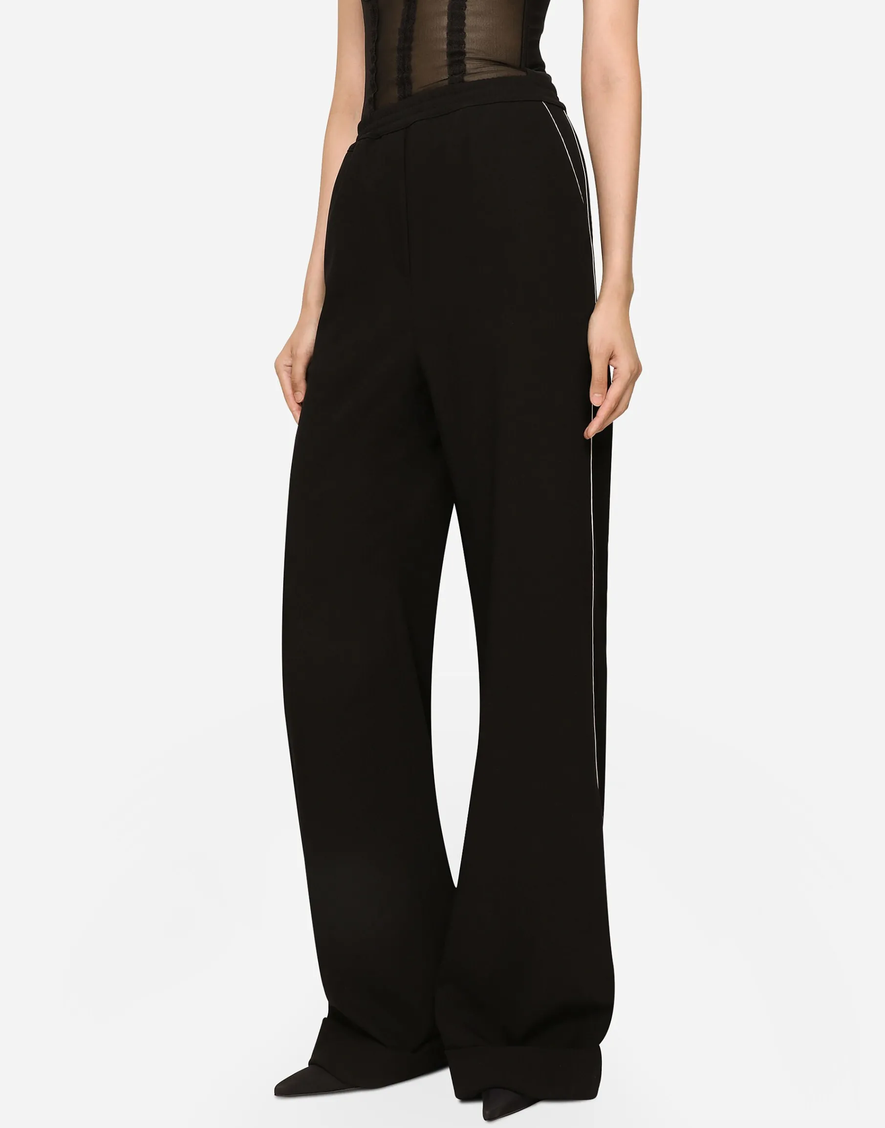 KIM DOLCE&GABBANA Woolen pajama pants with piping