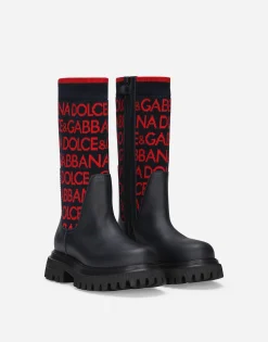 Knit boots with Dolce&Gabbana logo