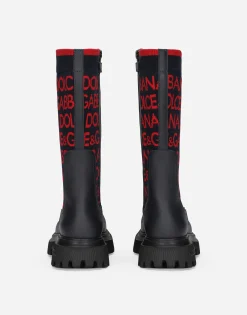 Knit boots with Dolce&Gabbana logo