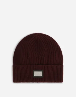 Knit cashmere and wool hat with logo tag