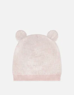 Knit hat with jacquard logo and ears