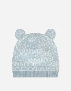 Knit hat with jacquard logo and ears