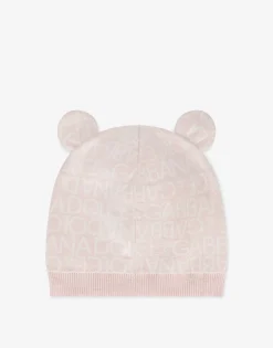 Knit hat with jacquard logo and ears