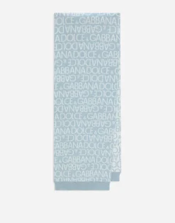 Knit scarf with all-over jacquard logo