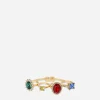 Knucklebuster ring with colorful rhinestones