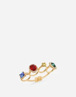 Knucklebuster ring with colorful rhinestones