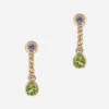 18 kt yellow gold earrings with multicolor fine gemstones