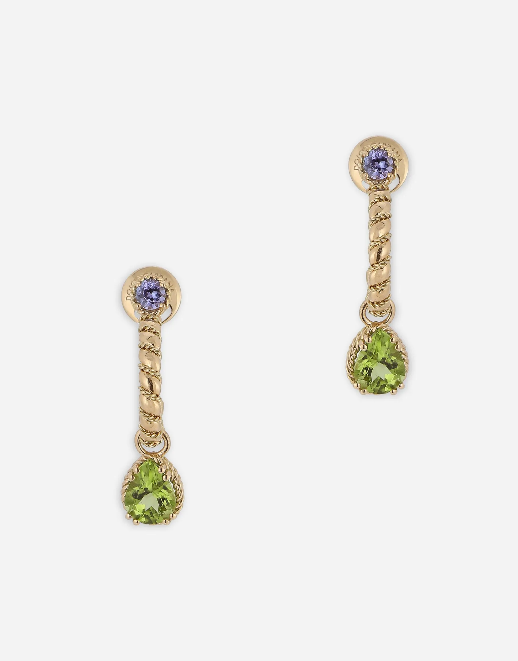 18 kt yellow gold earrings with multicolor fine gemstones