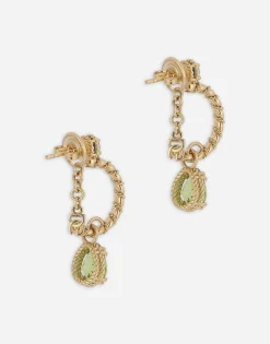 18 kt yellow gold earrings with multicolor fine gemstones