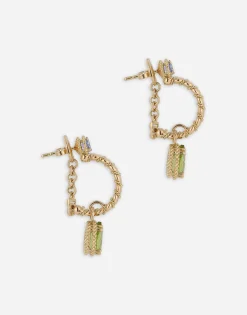 18 kt yellow gold earrings with multicolor fine gemstones