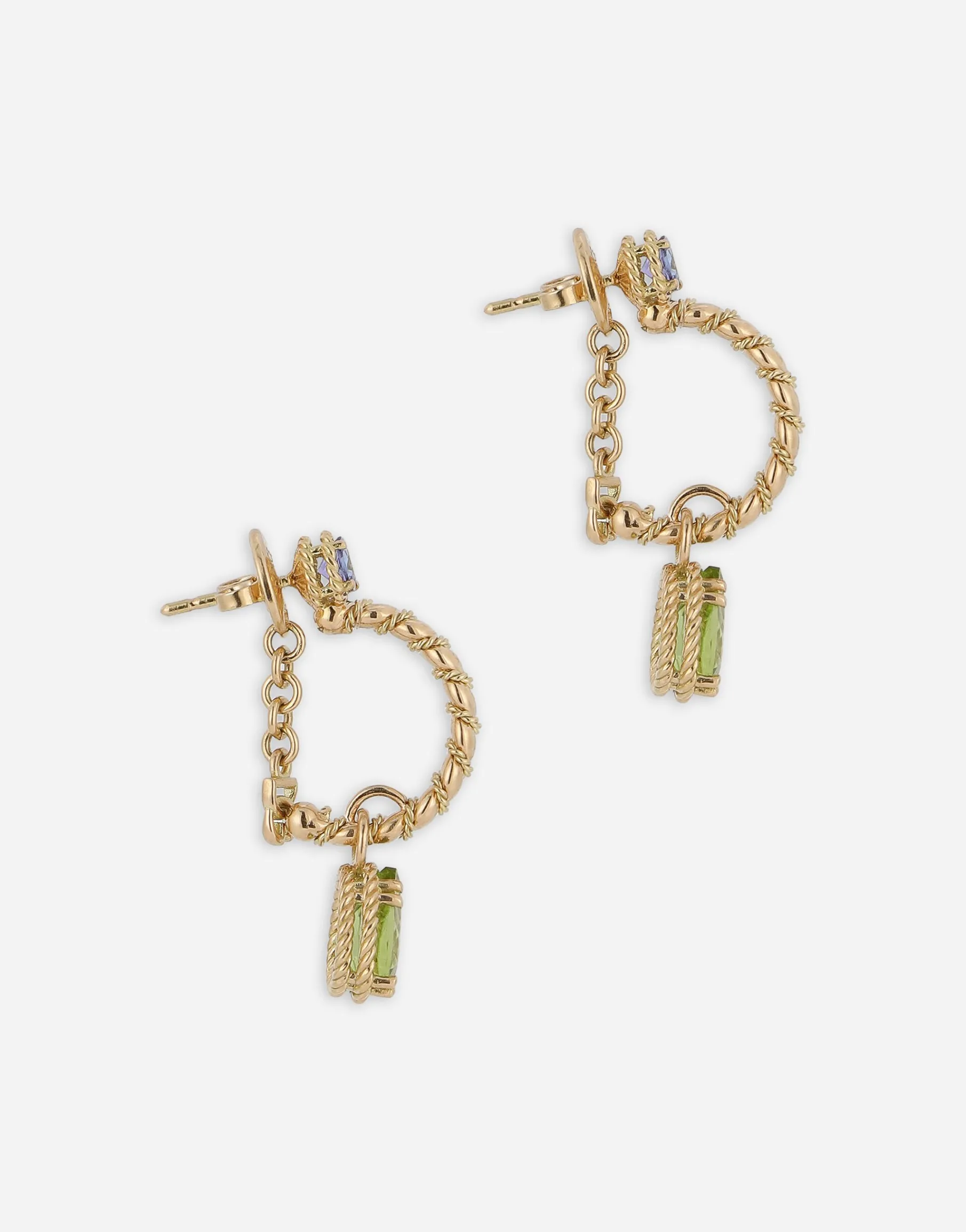 18 kt yellow gold earrings with multicolor fine gemstones