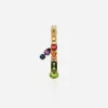 18 kt yellow gold rainbow pendant with multicolor finegemstones representing number 1