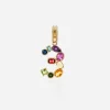 18 kt yellow gold rainbow pendant with multicolor finegemstones representing number 3