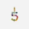 18 kt yellow gold rainbow pendant with multicolor finegemstones representing number 5