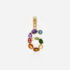 18 kt yellow gold rainbow pendant with multicolor finegemstones representing number 6