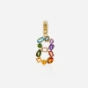18 kt yellow gold rainbow pendant with multicolor finegemstones representing number 8