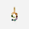 18 kt yellow gold rainbow pendant with multicolor finegemstones representing number 9