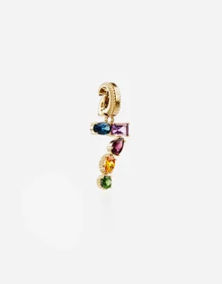 18 kt yellow gold rainbow pendant with multicolor finegemstones representing number 7