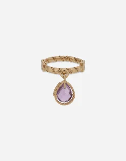 18 kt yellow gold ring with amethist