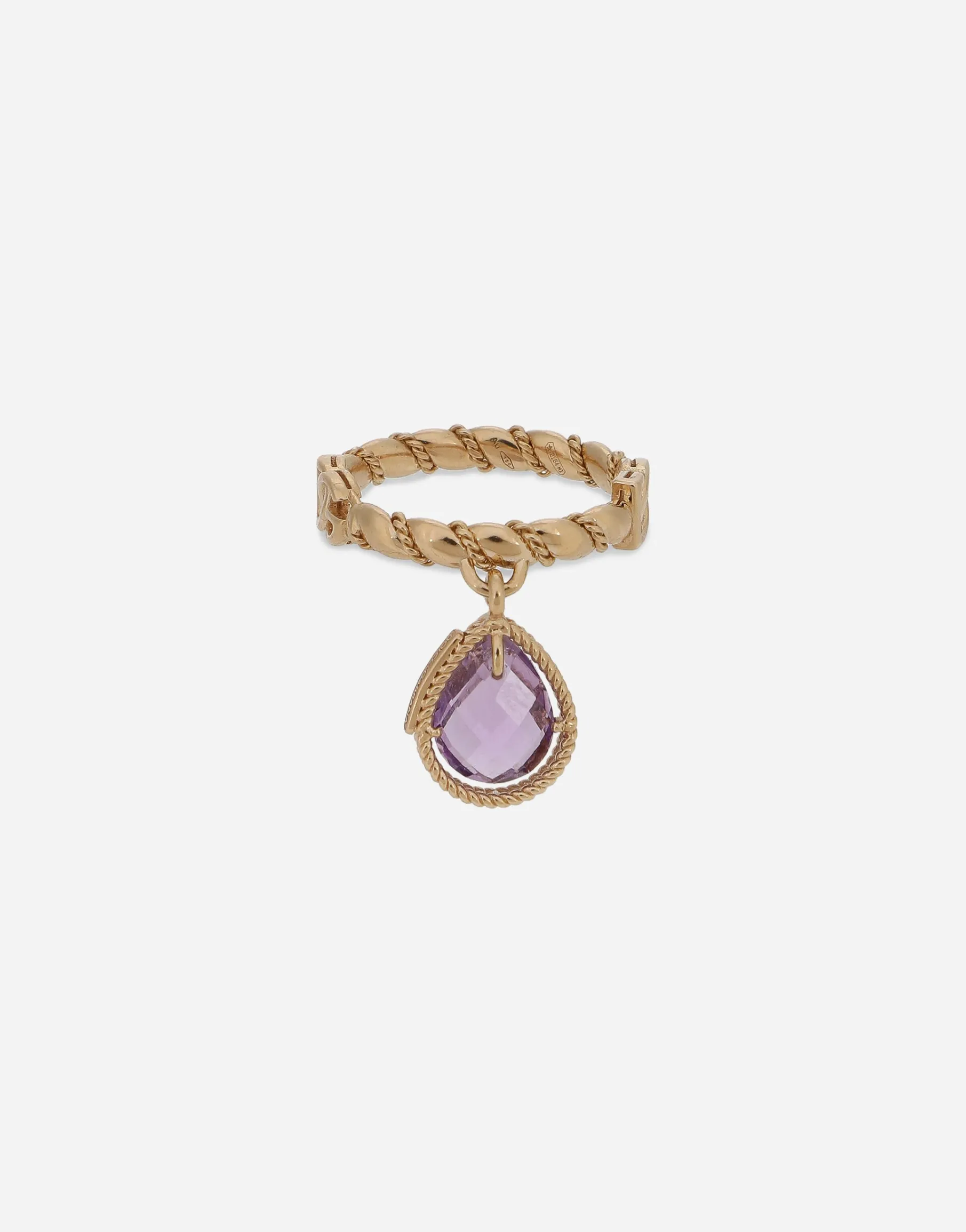 18 kt yellow gold ring with amethist