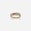 18 kt yellow gold ring with multicolor fine gemstones