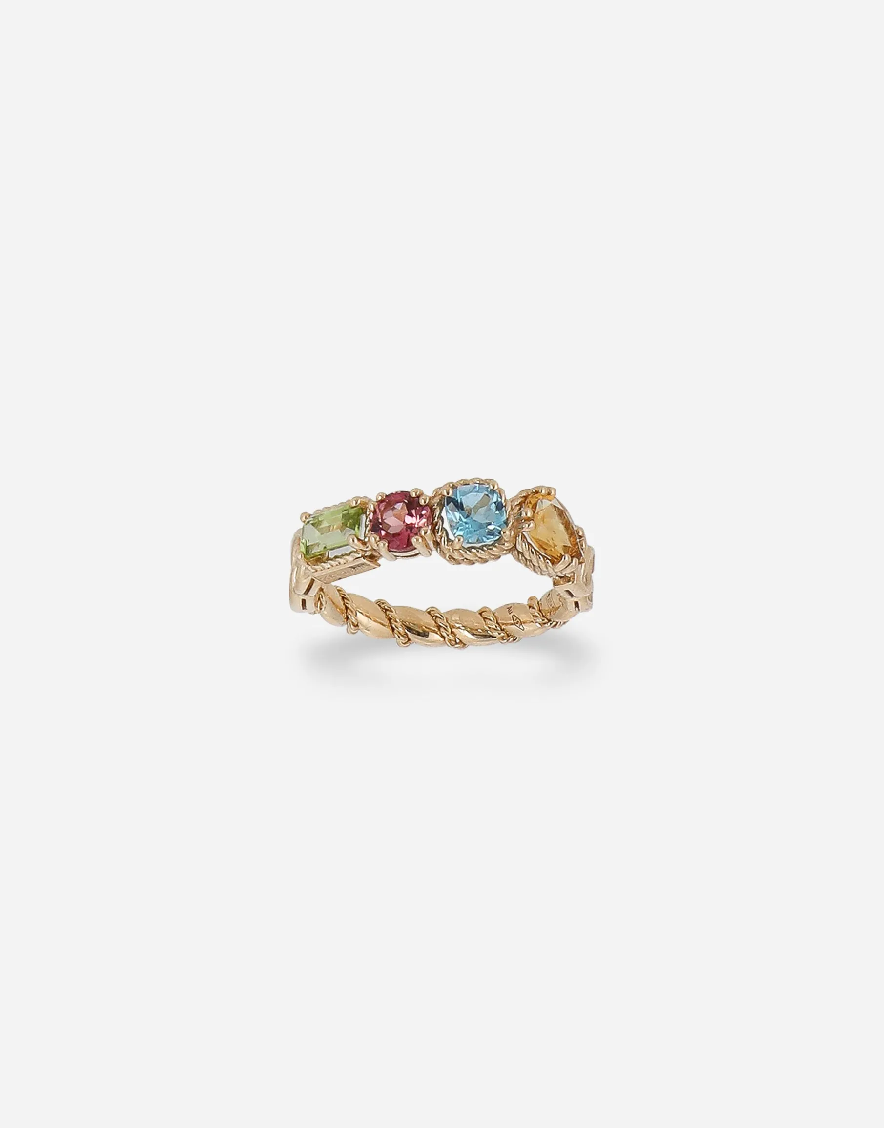 18 kt yellow gold ring with multicolor fine gemstones