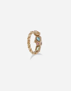 18 kt yellow gold ring with multicolor fine gemstones