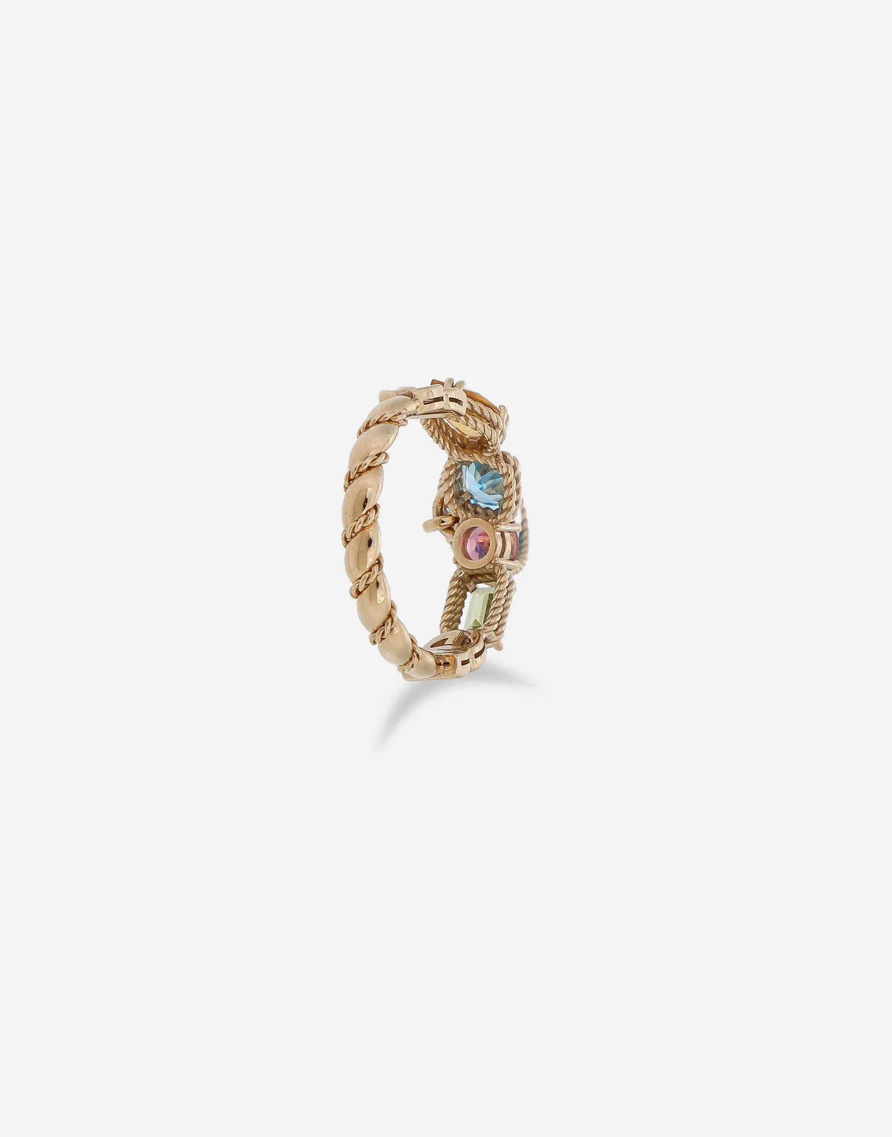 18 kt yellow gold ring with multicolor fine gemstones