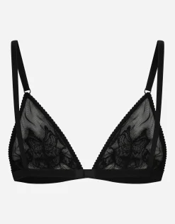 Lace and tulle soft-cup triangle bra