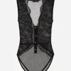 Lace bodysuit with plunging neckline