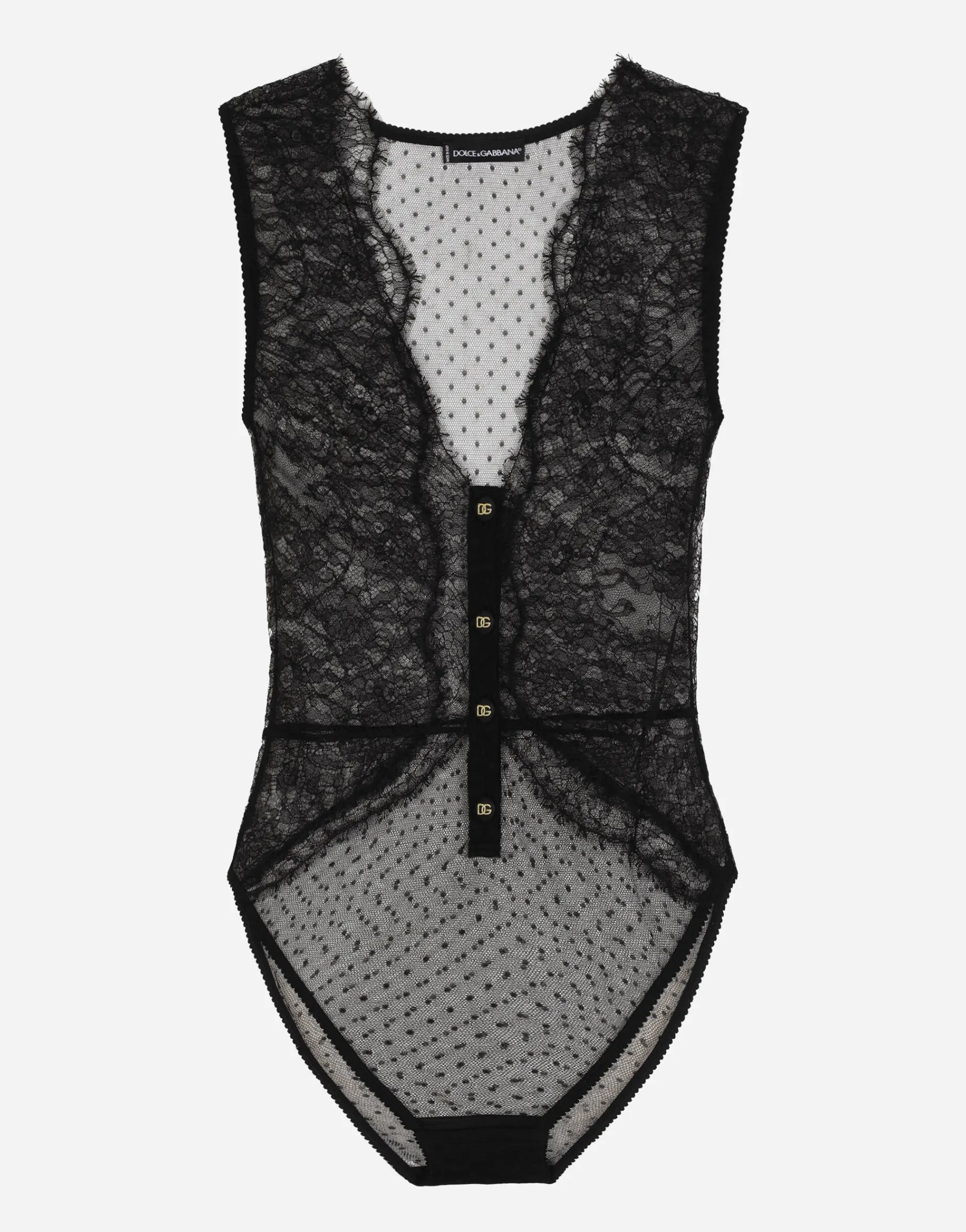 Lace bodysuit with plunging neckline
