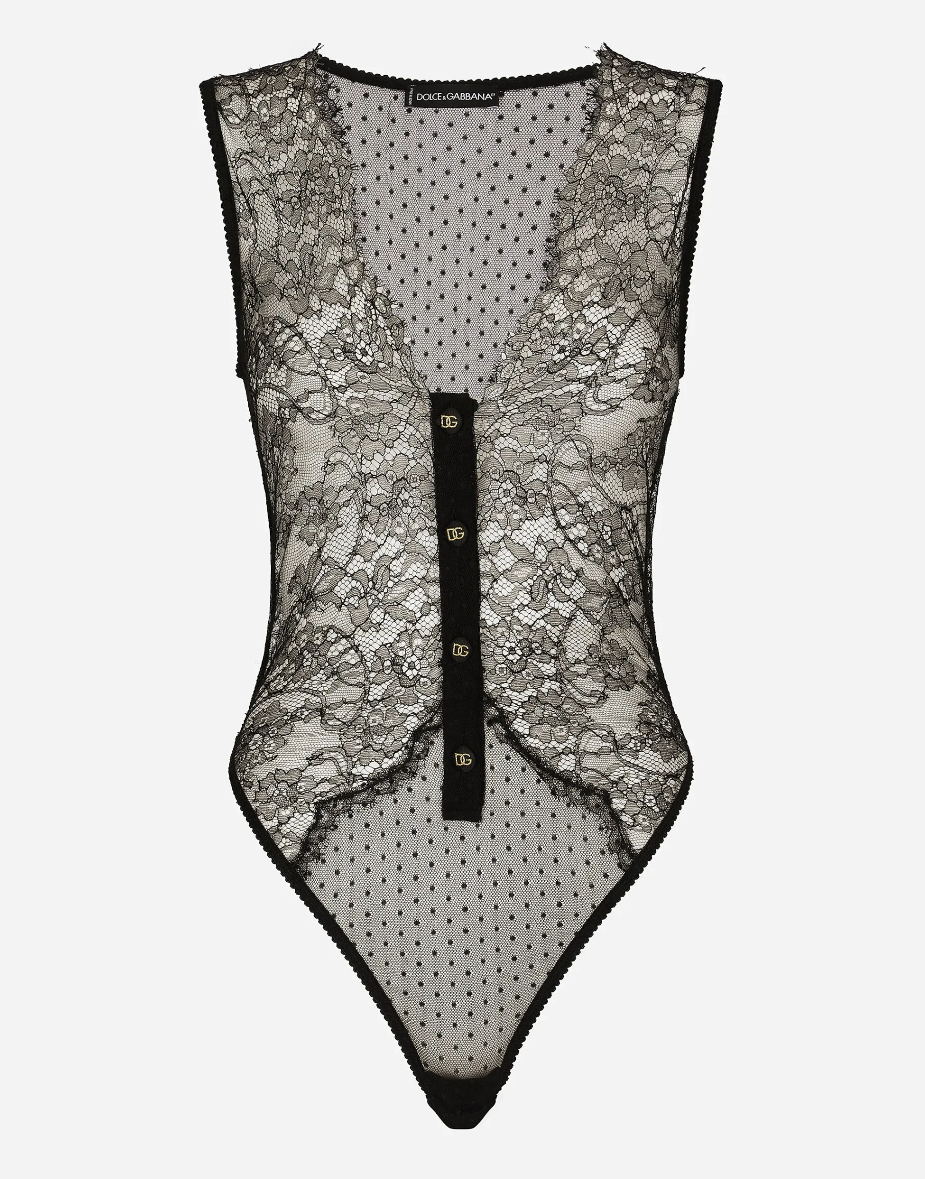Lace bodysuit with plunging neckline