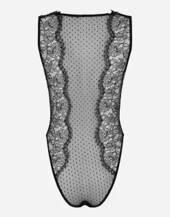 Lace bodysuit with plunging neckline