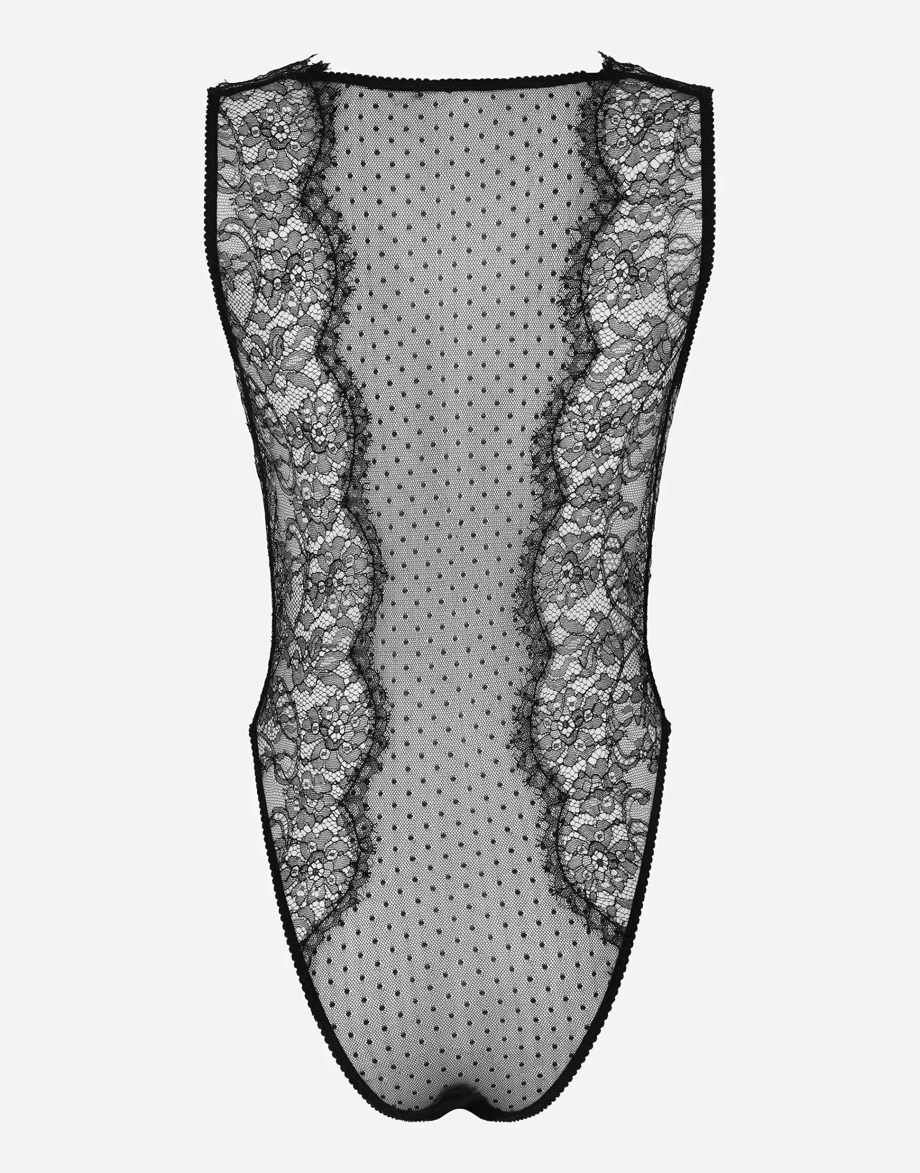 Lace bodysuit with plunging neckline