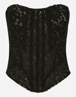 Lace bustier with laces and eyelets