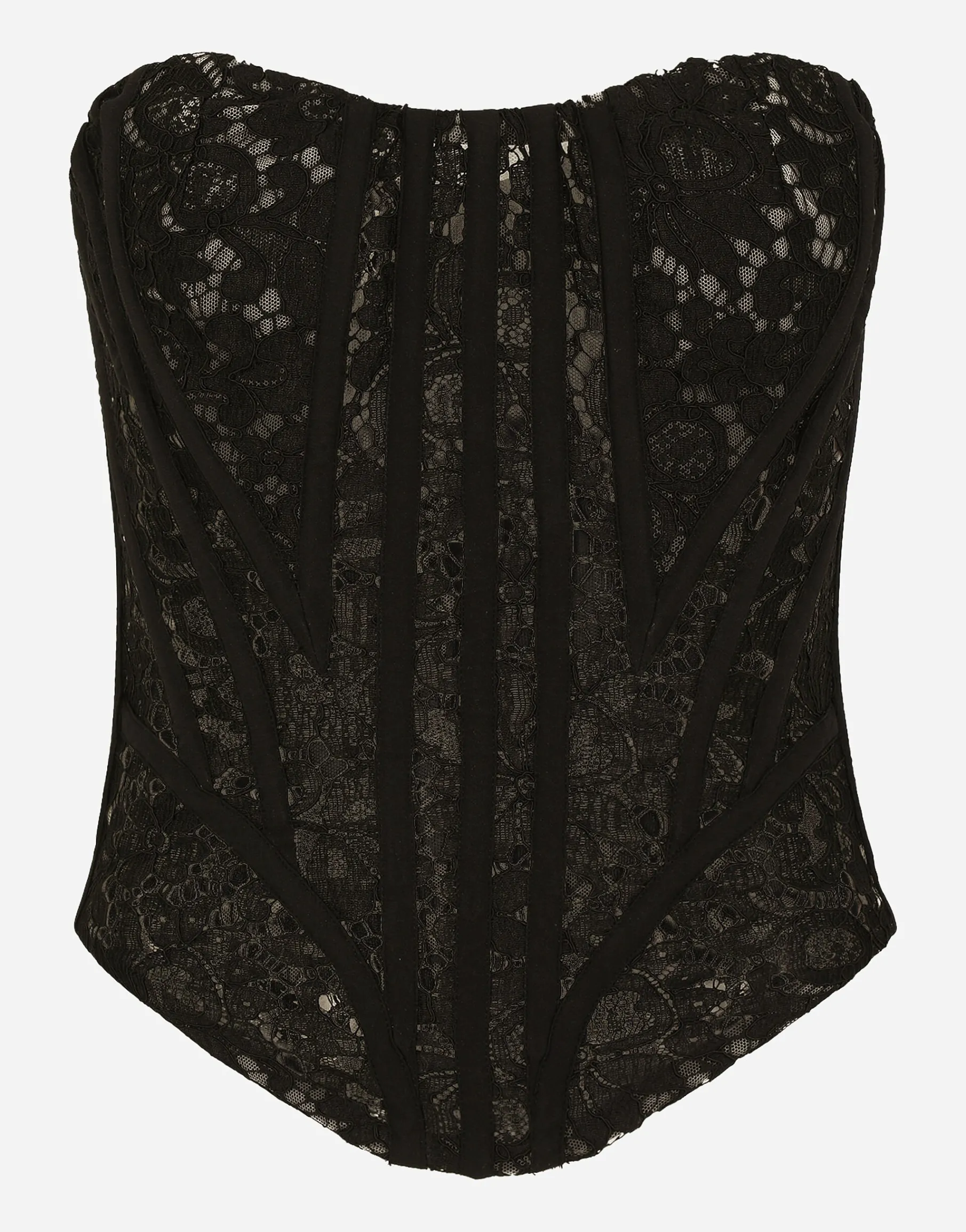 Lace bustier with laces and eyelets