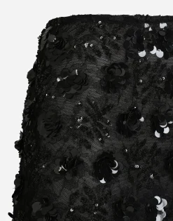 Lace calf-length skirt with all-over sequins