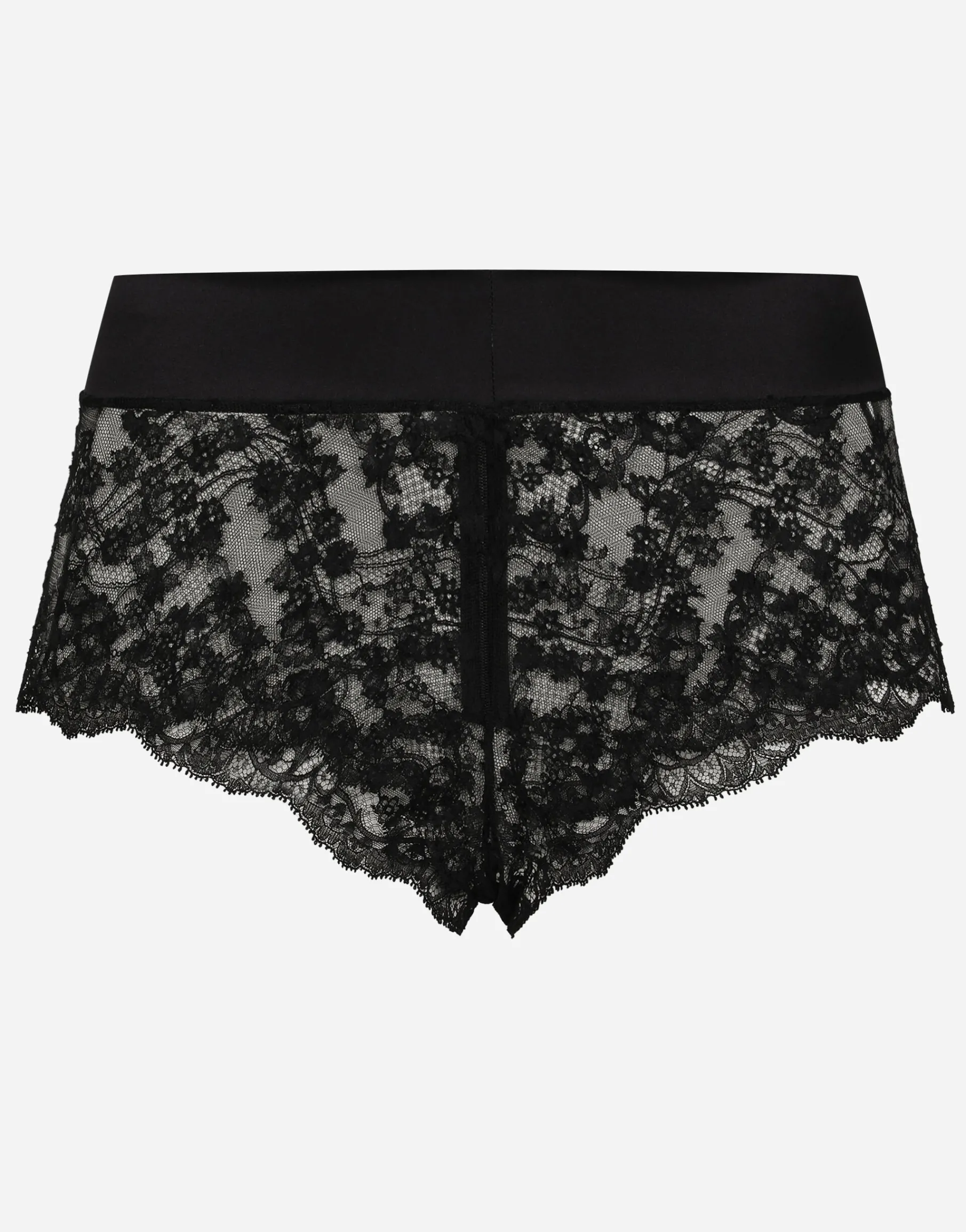 Lace high-waisted panties with satin waistband