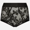 Lace high-waisted panties with branded elastic