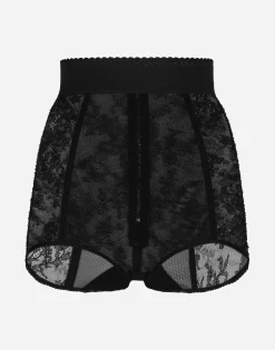 Lace high-waisted panties with elasticated waistband