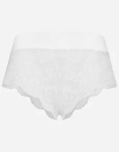 Lace high-waisted panties with satin waistband