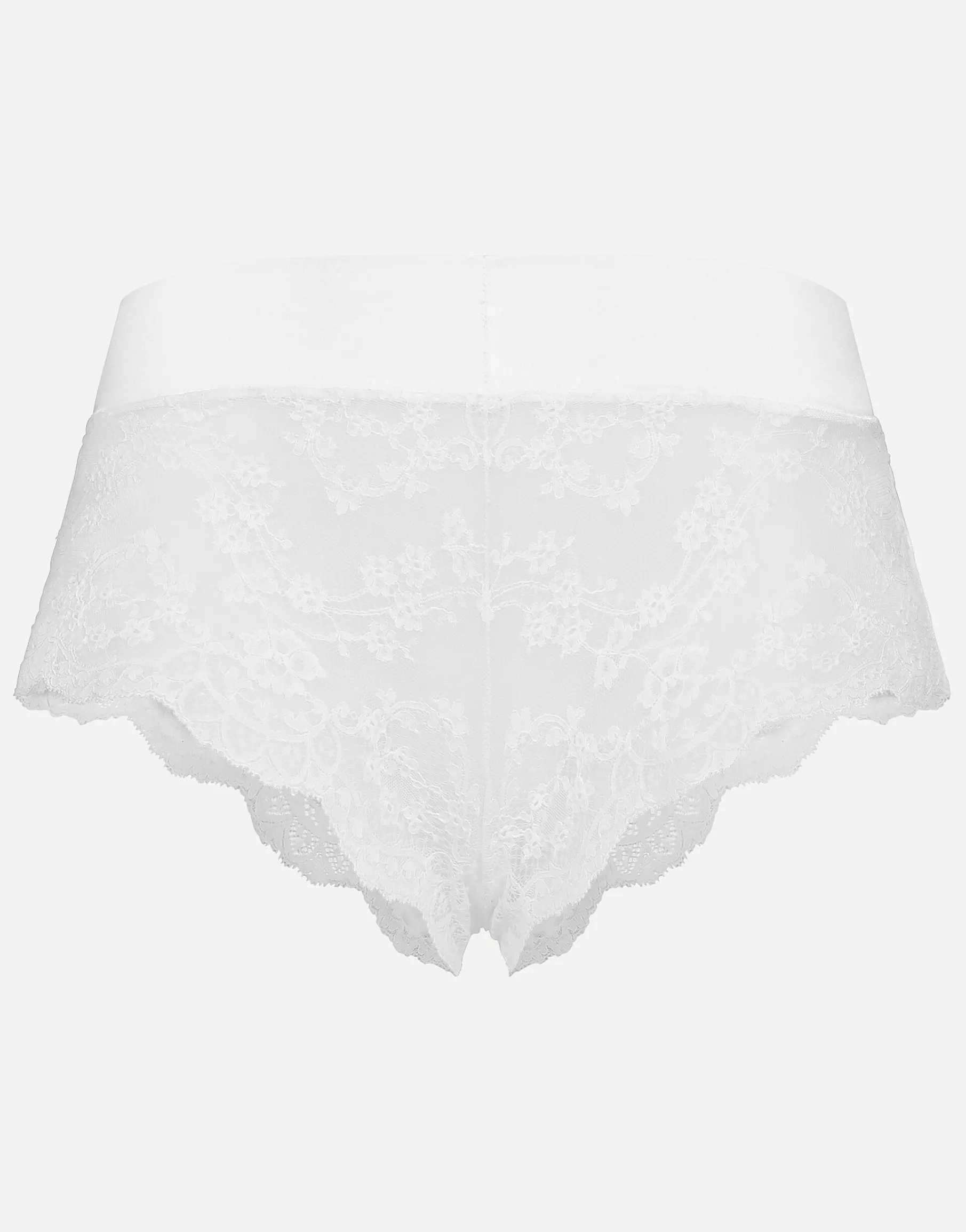 Lace high-waisted panties with satin waistband
