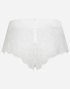 Lace high-waisted panties with satin waistband