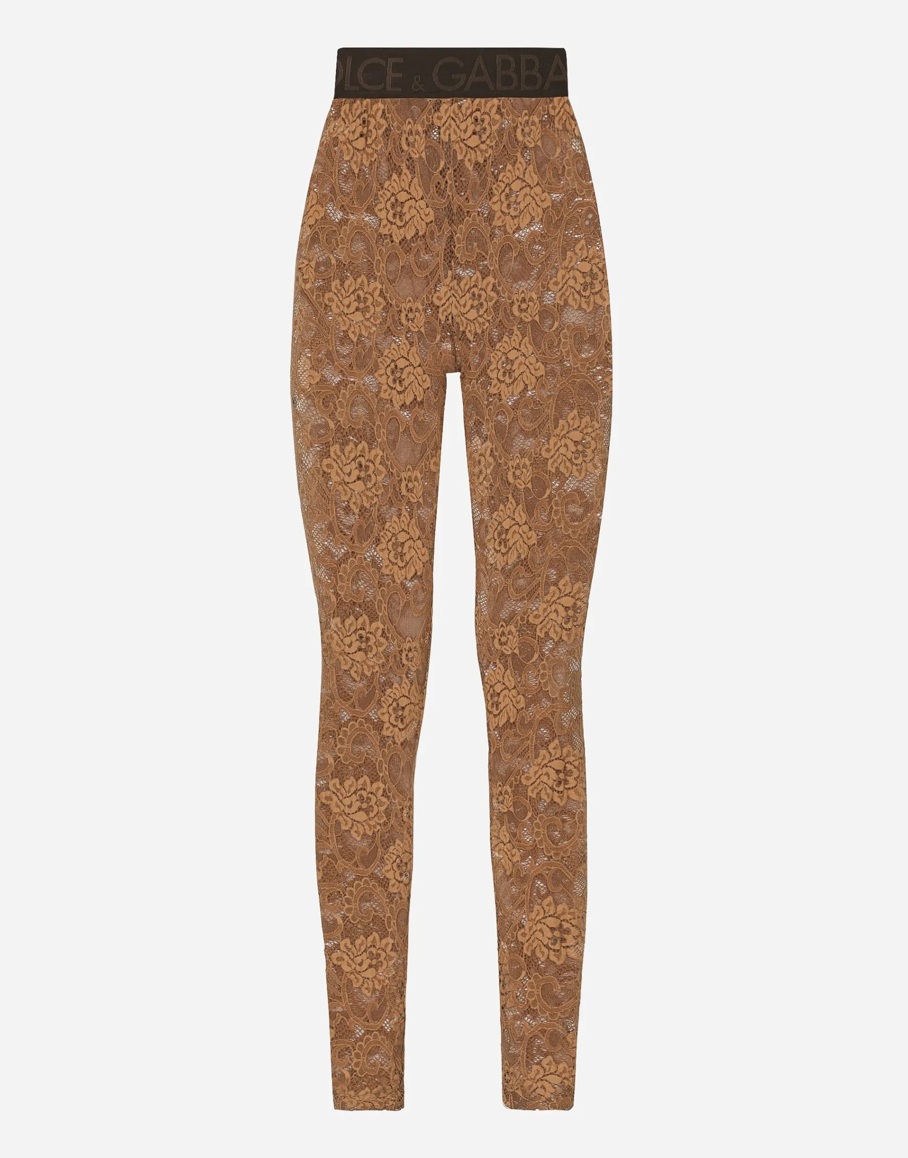 Lace leggings with branded elastic